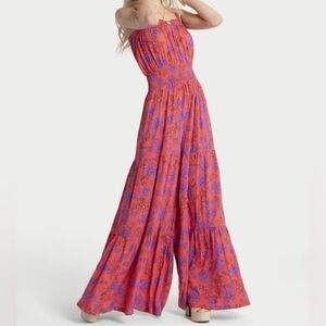 Jessica Simpson Red and Purple Floral Jumpsuit